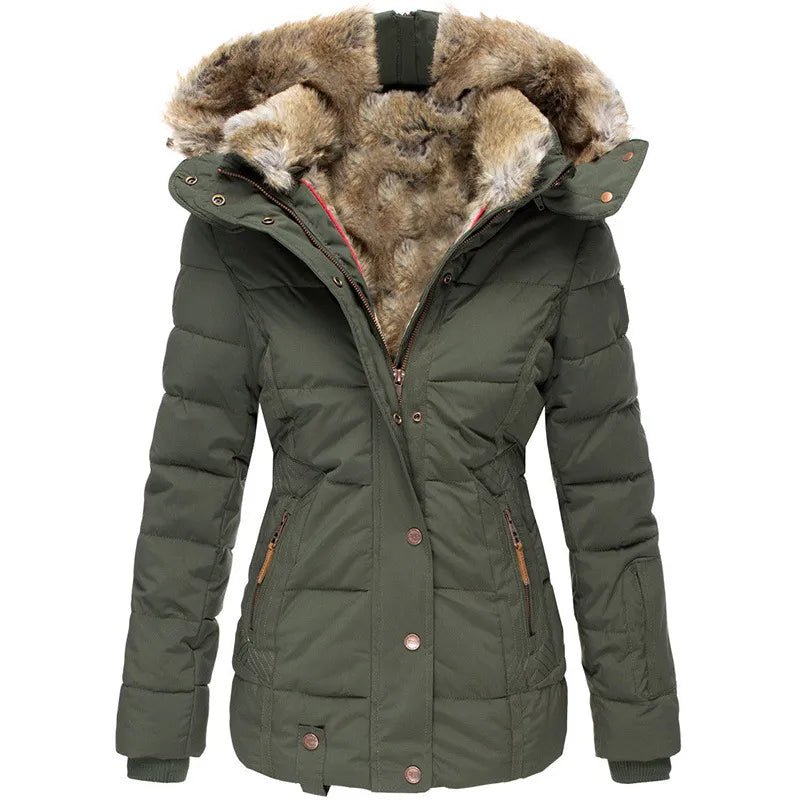 Women's Faux Fur - Lined Winter Parka with Hood - Lexians