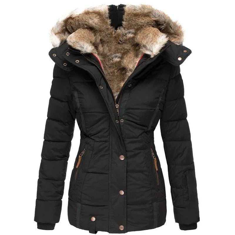 Women's Faux Fur - Lined Winter Parka with Hood - Lexians