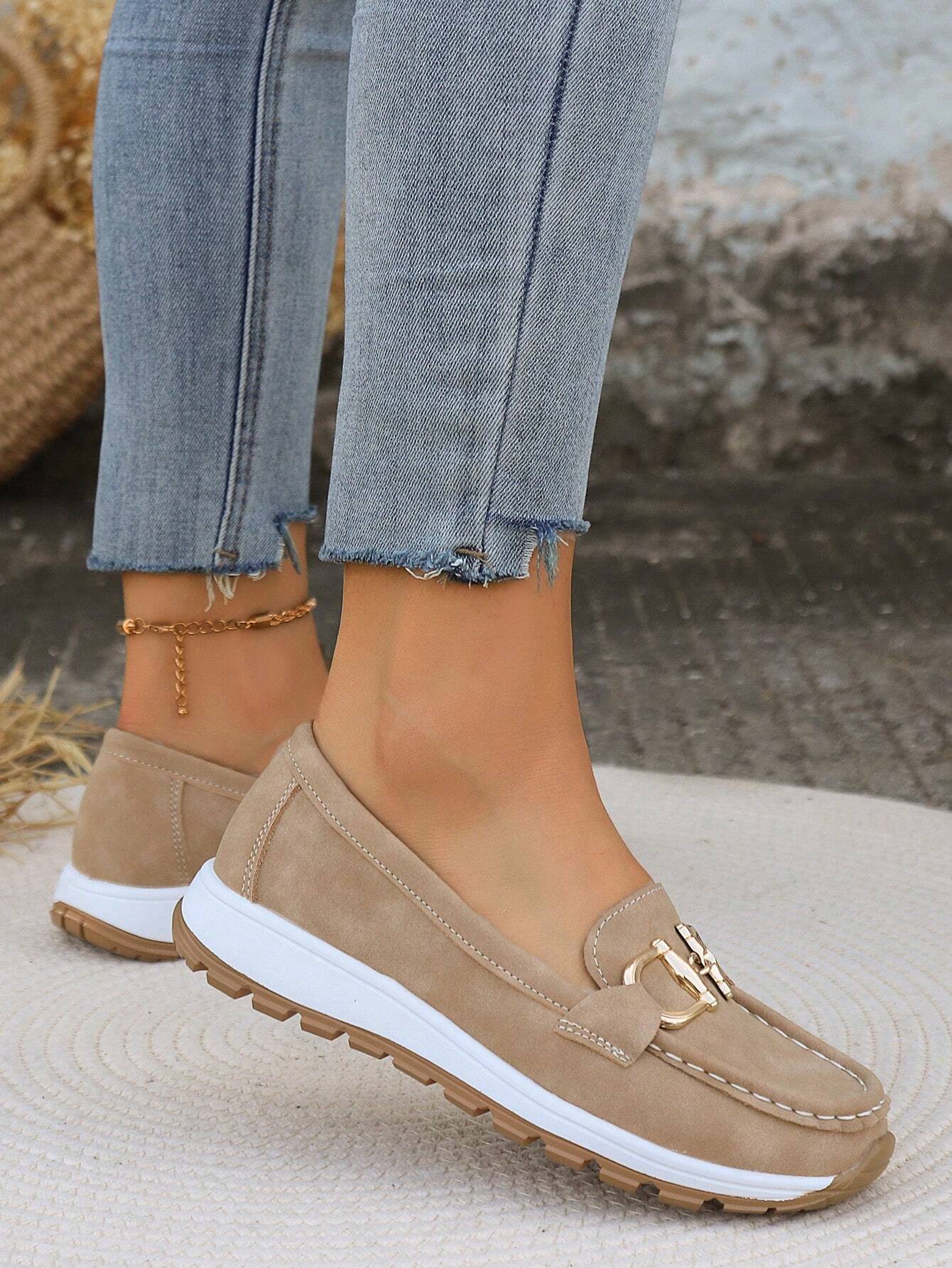 Women's Flat Buckle Loafers with Slip - Resistant Sole - Lexians