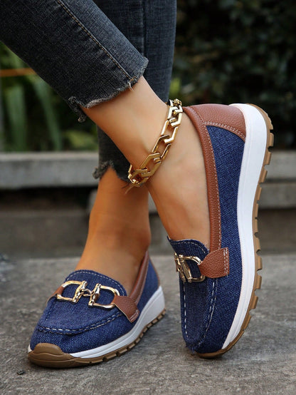 Women's Flat Buckle Loafers with Slip - Resistant Sole - Lexians