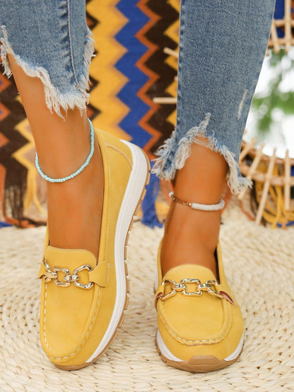 Women's Flat Buckle Loafers with Slip - Resistant Sole - Lexians