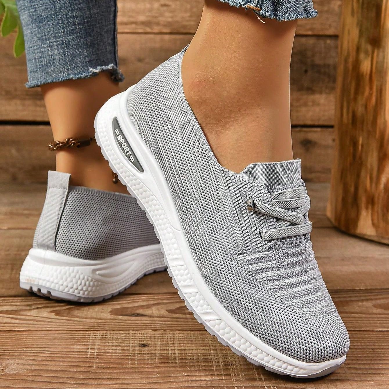 Women's Gray Orthopedic Comfort Sneakers - Lexians