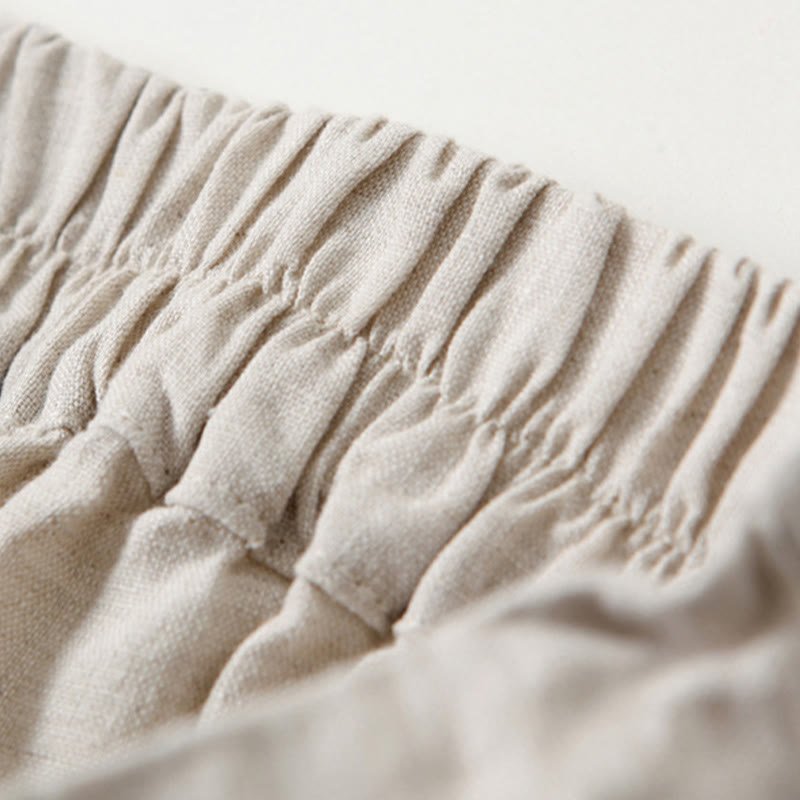 Women's High Waist Wide Leg Cotton Linen Pants with Pockets - Lexians