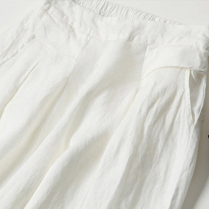 Women's High Waist Wide Leg Cotton Linen Pants with Pockets - Lexians