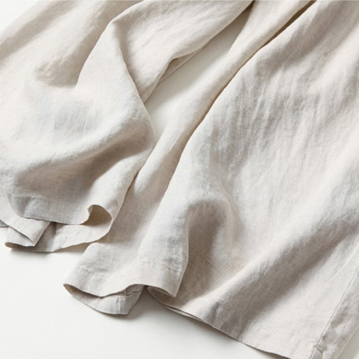 Women's High Waist Wide Leg Cotton Linen Pants with Pockets - Lexians