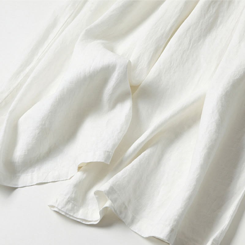 Women's High Waist Wide Leg Cotton Linen Pants with Pockets - Lexians