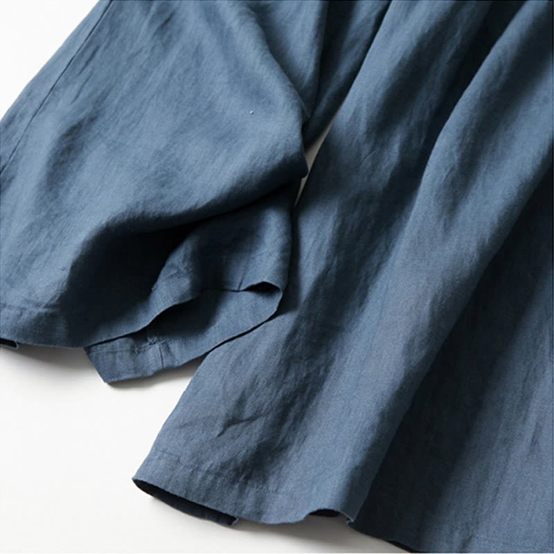 Women's High Waist Wide Leg Cotton Linen Pants with Pockets - Lexians