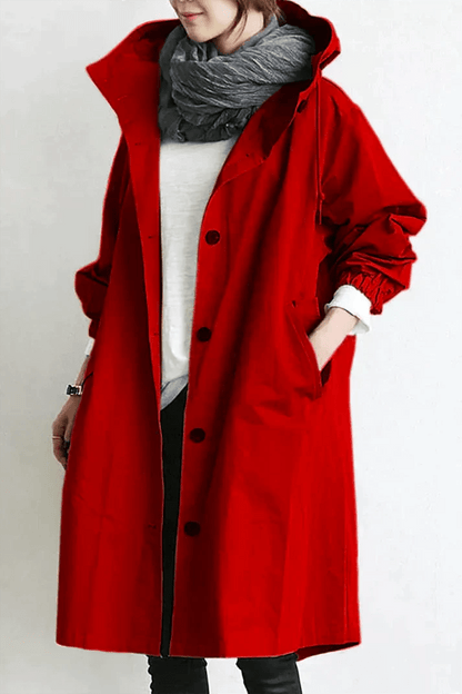 Women's Hooded Trench Coat with Stylish Detailing - Lexians