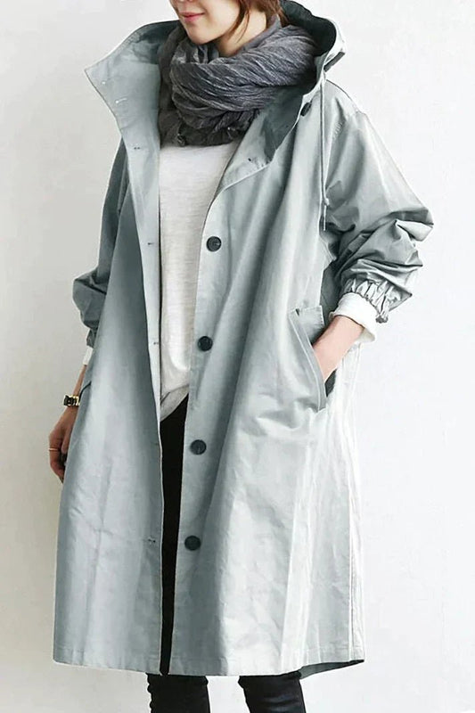Women's Hooded Trench Coat with Stylish Detailing - Lexians