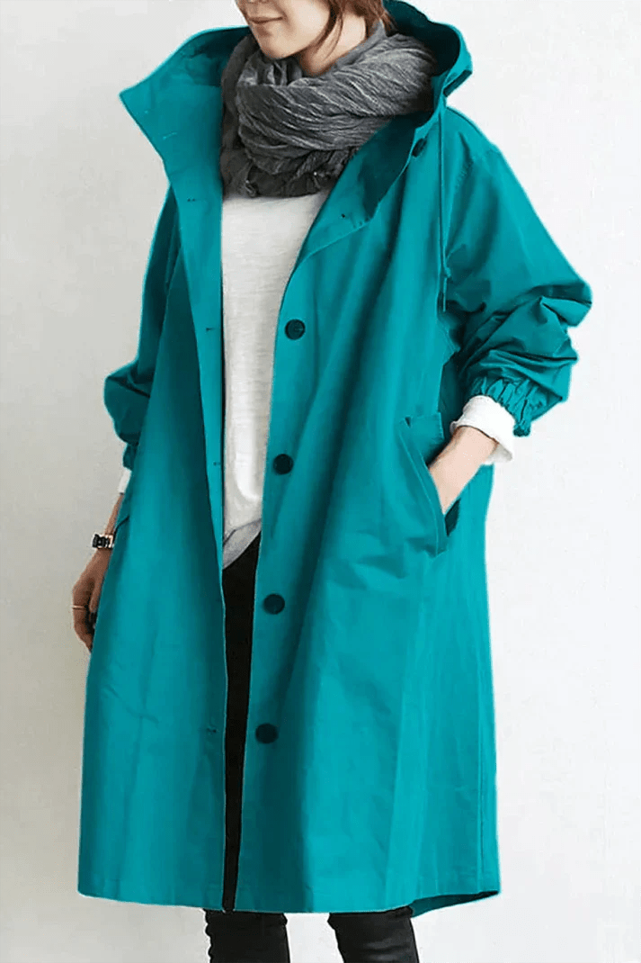 Women's Hooded Trench Coat with Stylish Detailing - Lexians