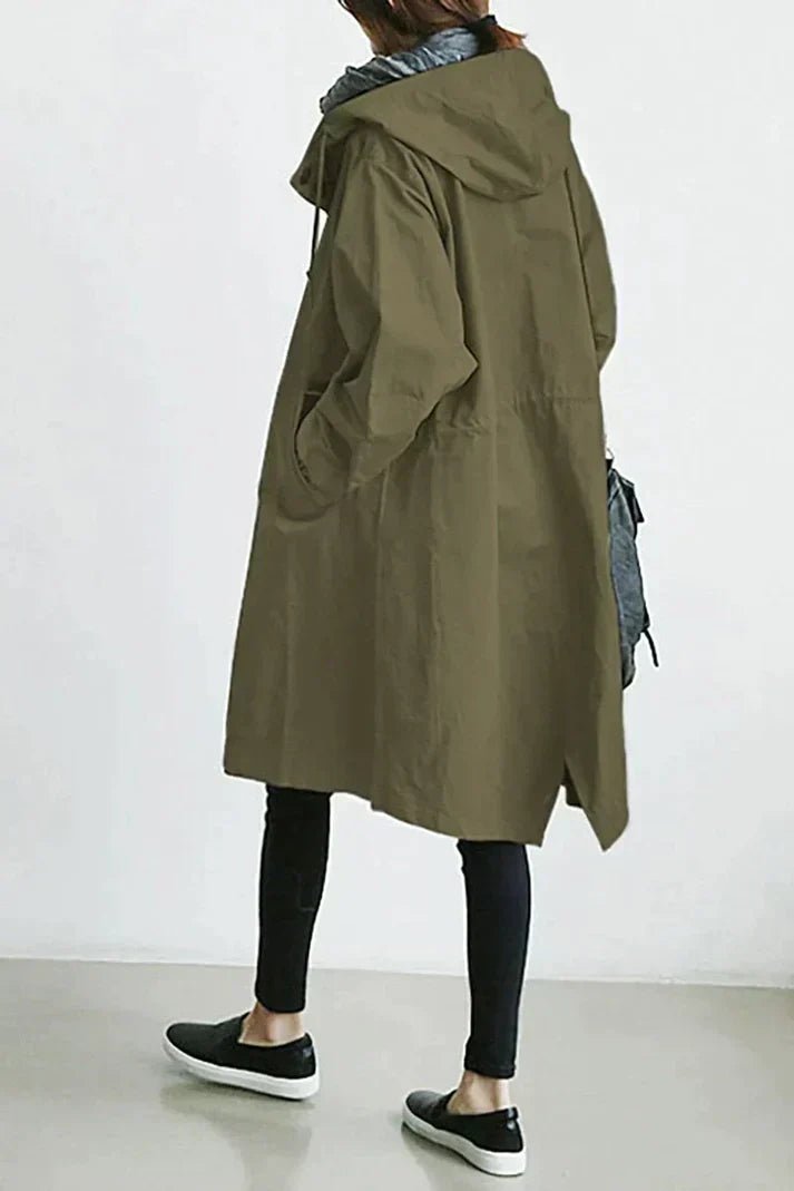 Women's Hooded Trench Coat with Stylish Detailing - Lexians