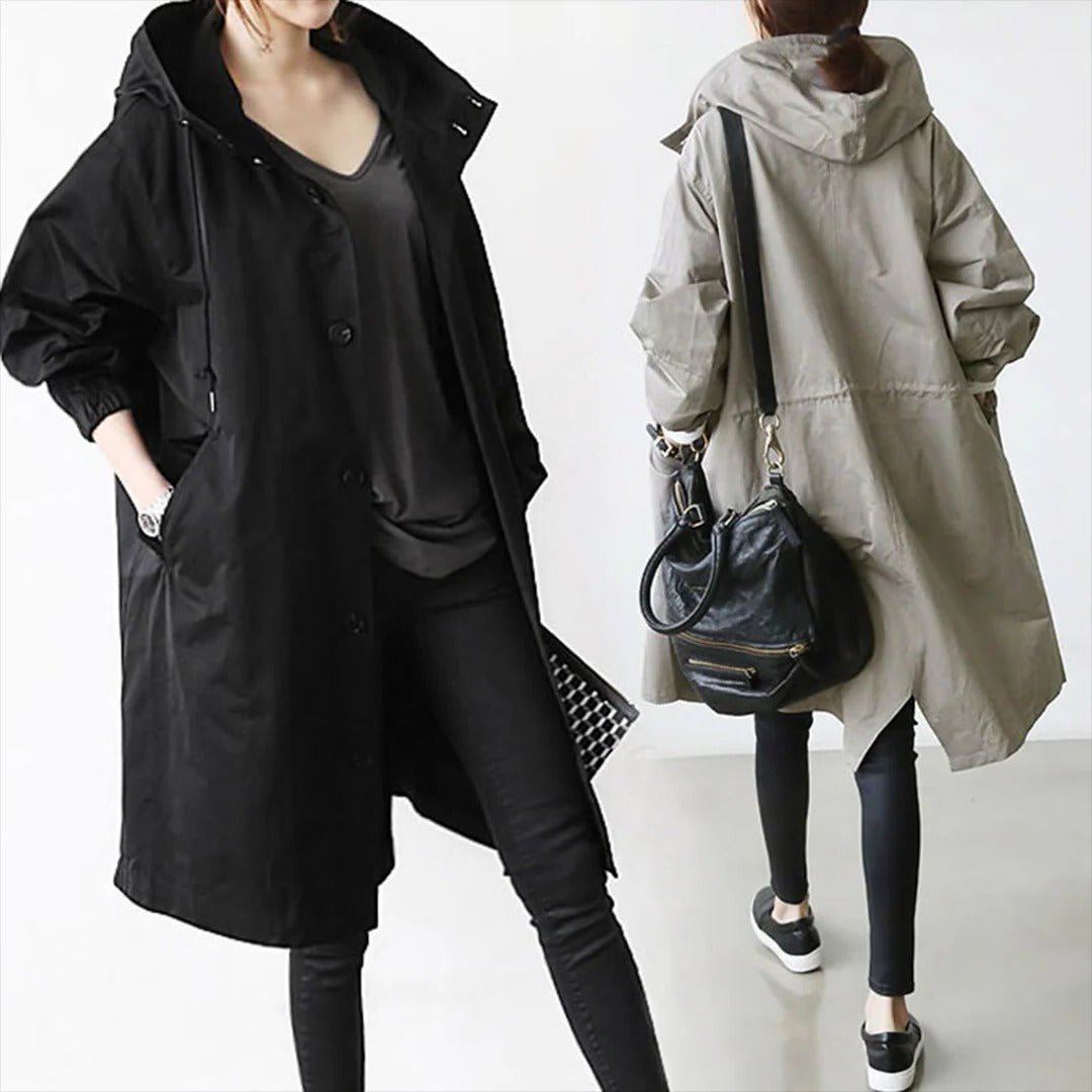Women's Long Waterproof Raincoat with Breathable Fabric - Lexians