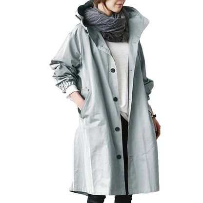 Women's Long Waterproof Raincoat with Breathable Fabric - Lexians