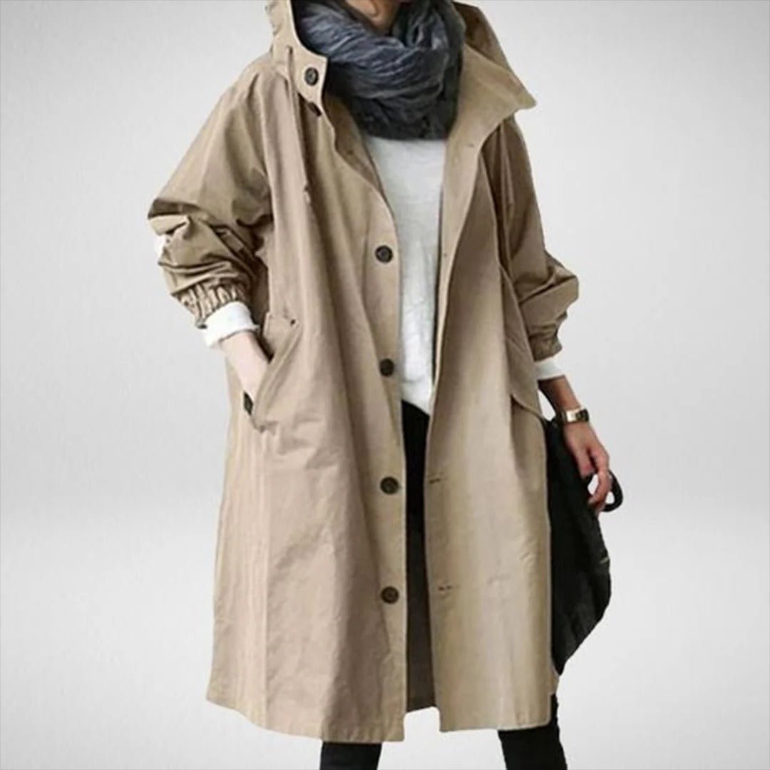 Women's Long Waterproof Raincoat with Breathable Fabric - Lexians