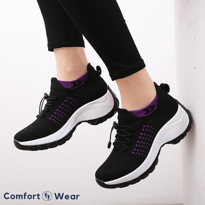Women's Non - Slip Healthcare Ortho Cushion Shoes - Black Purple - Lexians