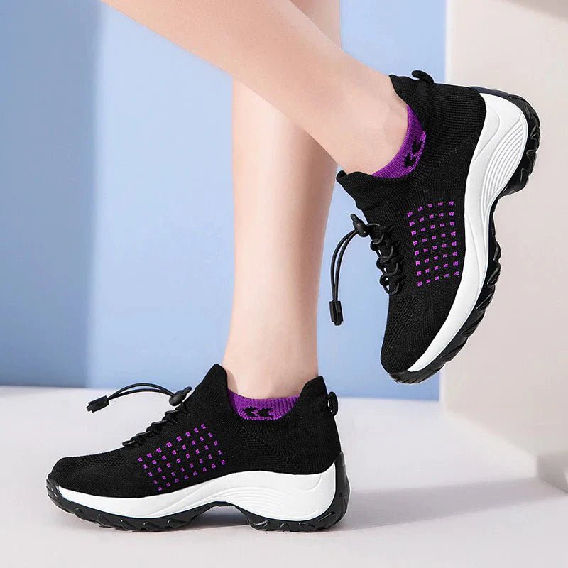 Women's Non - Slip Healthcare Ortho Cushion Shoes - Black Purple - Lexians