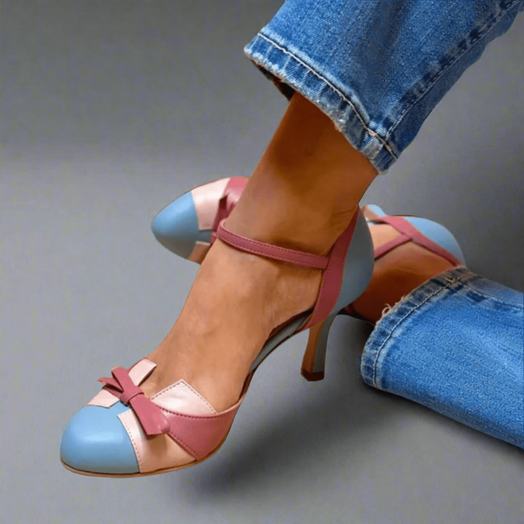 Women's Orthopedic Heeled Sandals with Elegant Bow Detail - Lexians