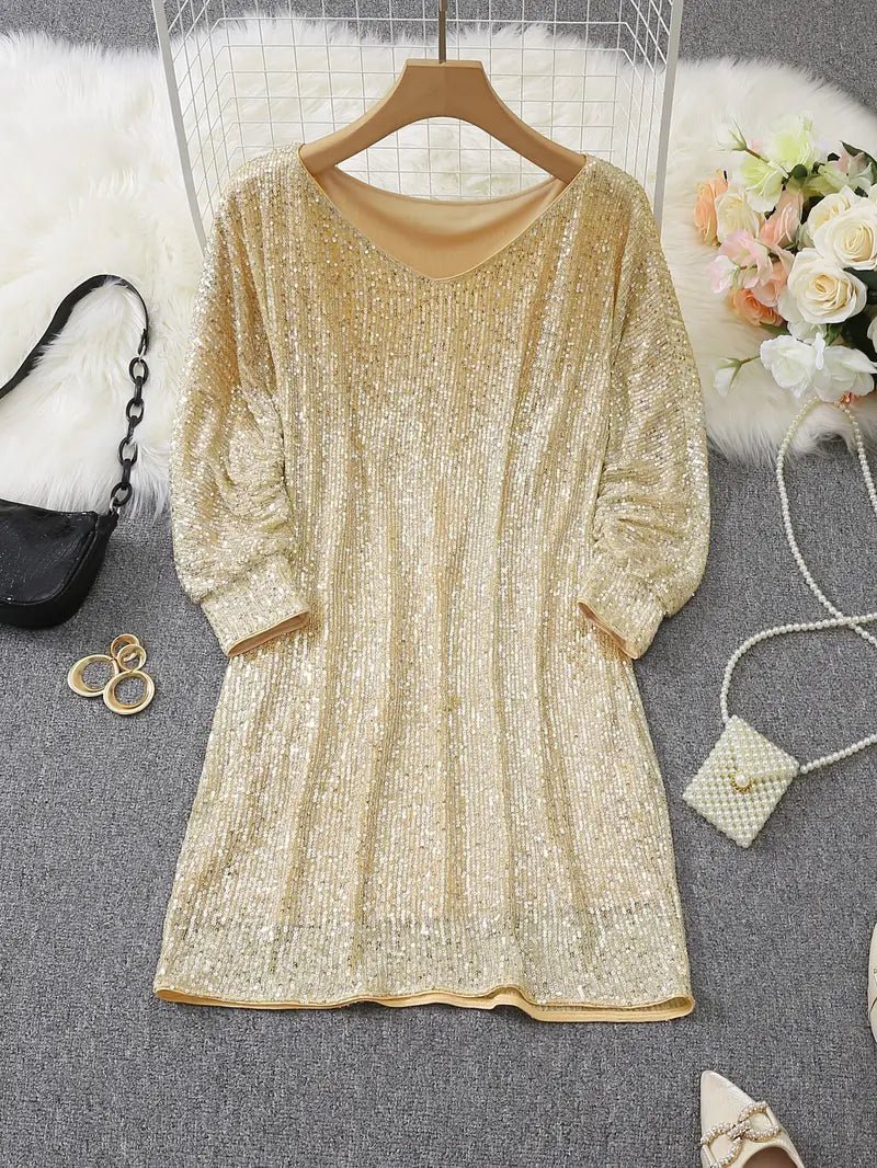 Women's Sequin Mini Dress - Shimmering Evening Gown - Lexians