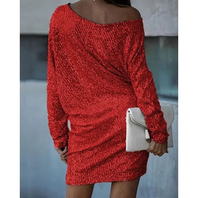 Women's Sequin Mini Dress - Shimmering Evening Gown - Lexians