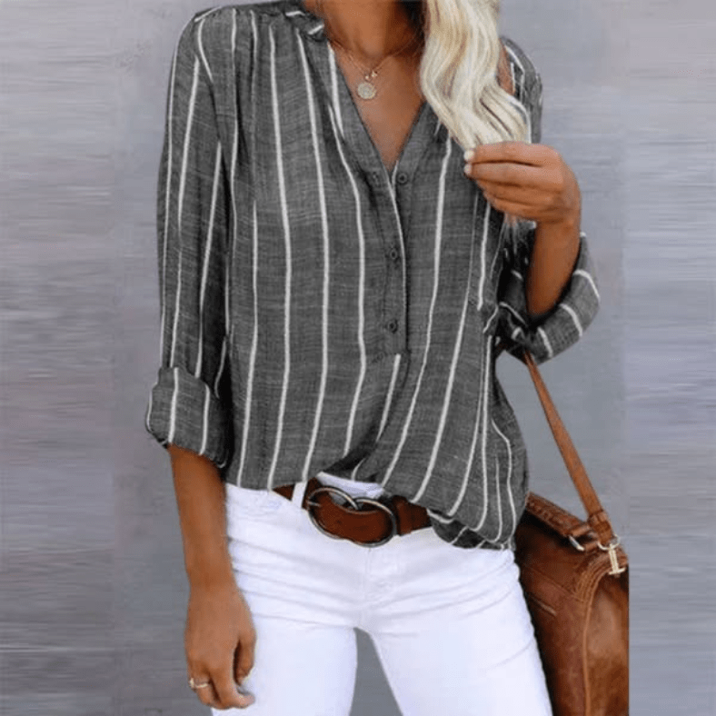 Women's Striped Loose - Fit Summer Blouse - Lexians