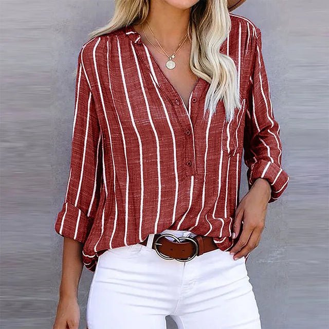 Women's Striped Loose - Fit Summer Blouse - Lexians