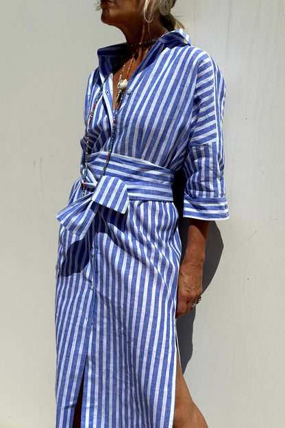 Women's Striped Shirt Dress - Versatile and Breezy - Lexians