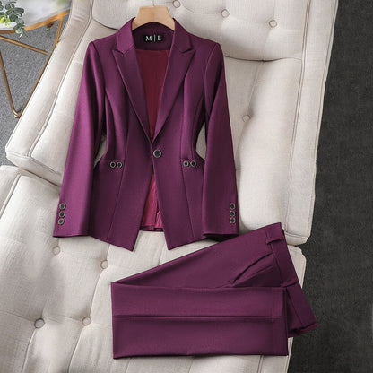 Women's Tailored Blazer & Pants Set in Luxe Poly - Blend - Lexians