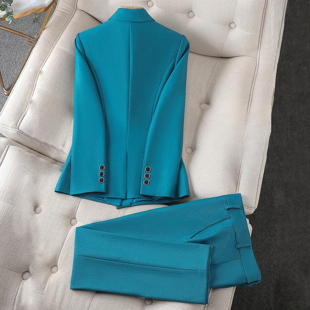 Women's Tailored Blazer & Pants Set in Luxe Poly - Blend - Lexians