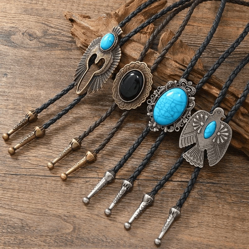 Women's Tribal Bolo Tie with Genuine Stone Accent - Lexians