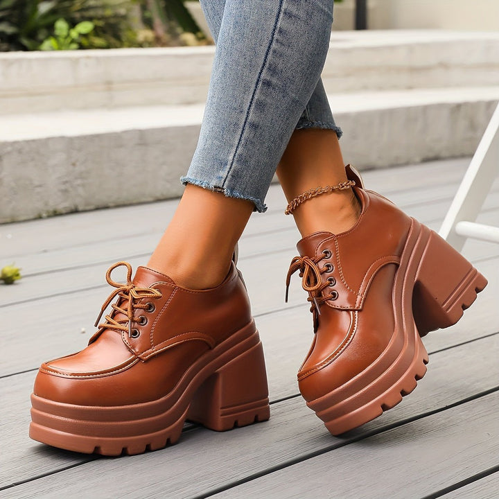 Women's Vivienne Platform Oxfords - Retro Style Chunky Heels - Lexians