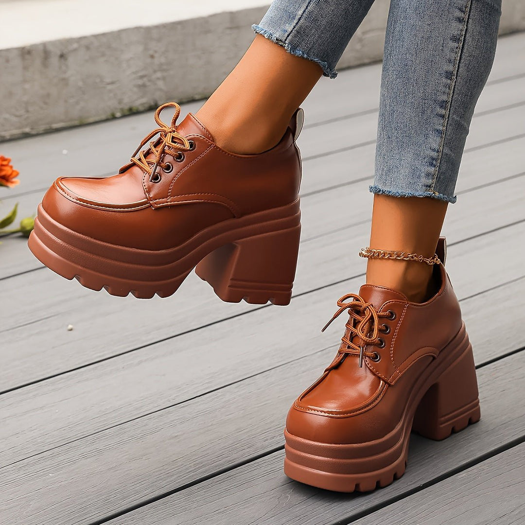 Women's Vivienne Platform Oxfords - Retro Style Chunky Heels - Lexians