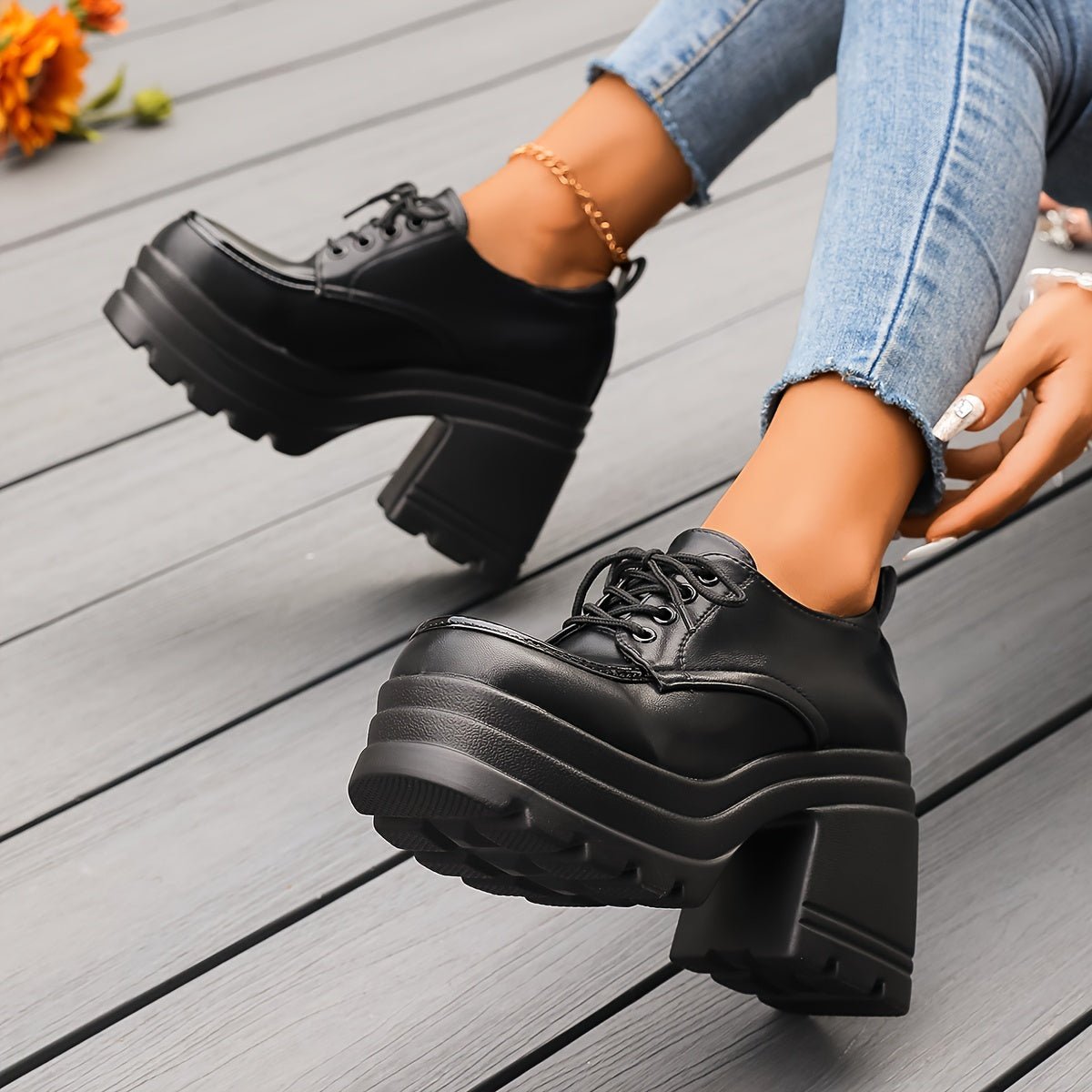Women's Vivienne Platform Oxfords - Retro Style Chunky Heels - Lexians