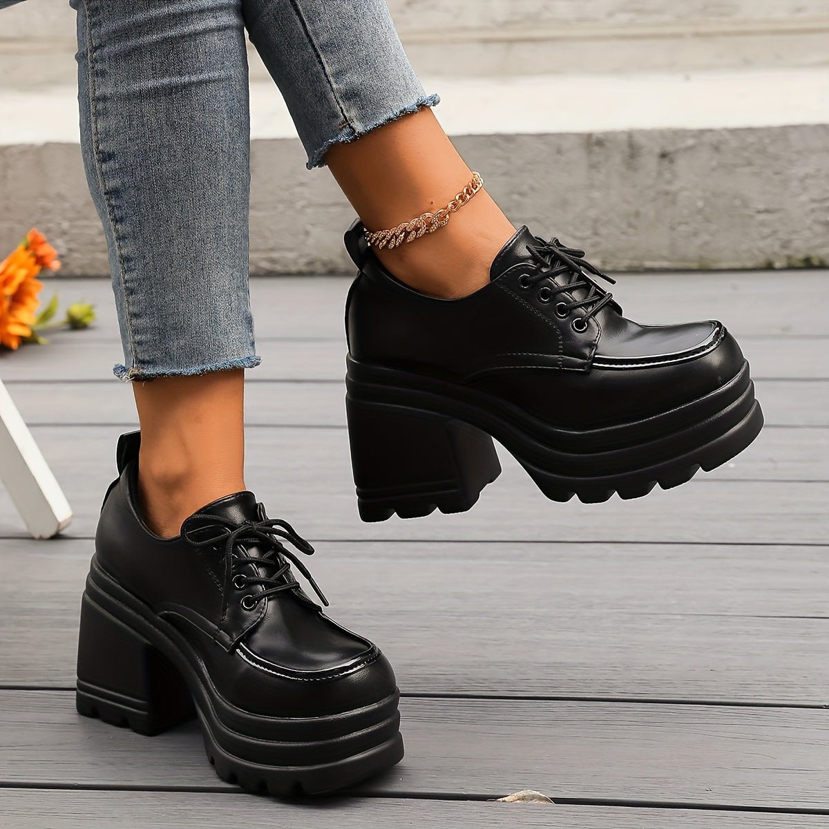 Women's Vivienne Platform Oxfords - Retro Style Chunky Heels - Lexians
