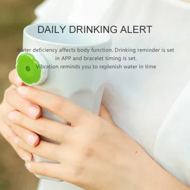 Women's waterproof smart fitness bracelet with heart rate and blood pressure monitor, black alloy, LCD touchscreen display.